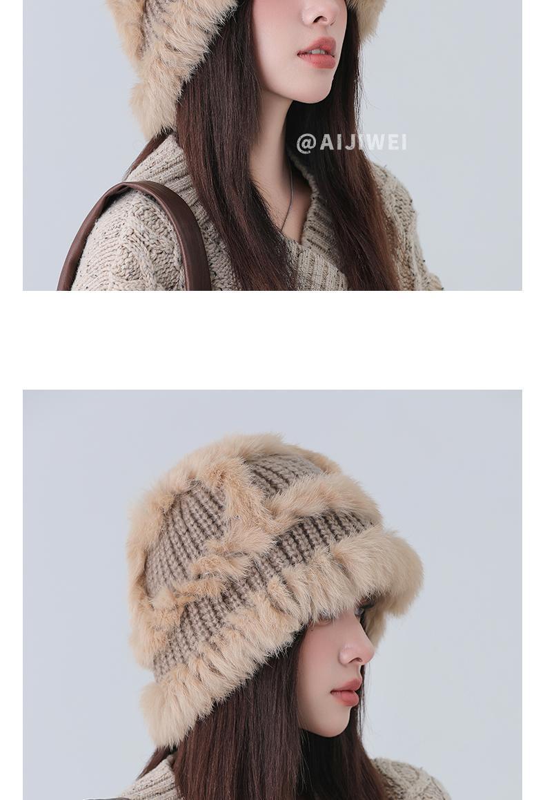 Cappello in maglia di pelo di coniglio donna invernale_voghion.com
