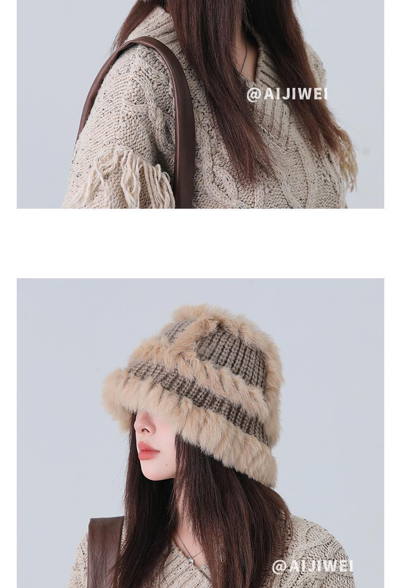Cappello in maglia di pelo di coniglio donna invernale_voghion.com