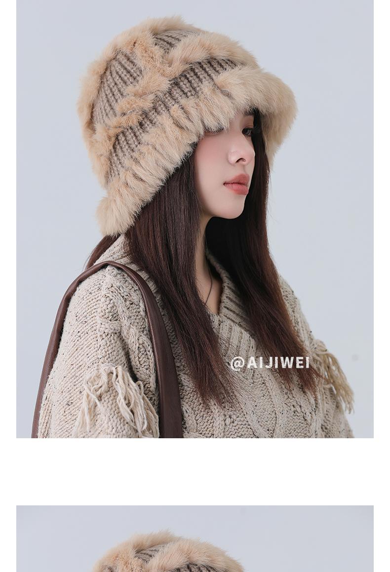 Cappello in maglia di pelo di coniglio donna invernale_voghion.com