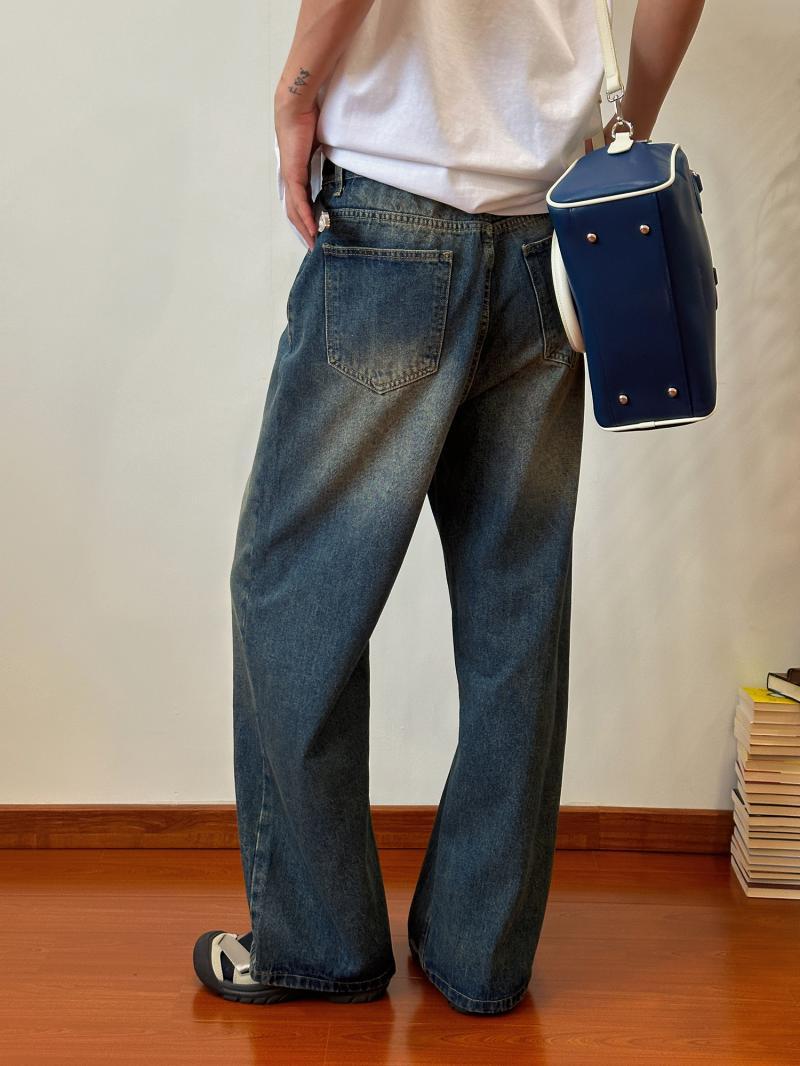 19studio WAYNEPRINCE American retro distressed jeans summer mid-high waist gradient straight trousers