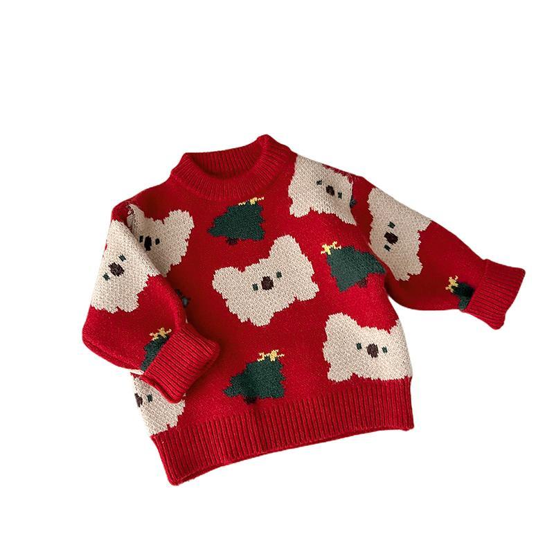 婴幼儿童圣诞毛衣冬款保暖加厚上衣小童宝宝针织衫圆领衣服拜年潮