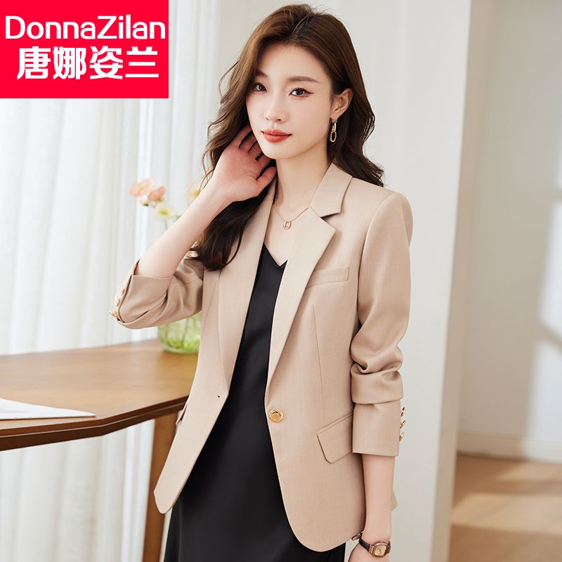卡其色小西裝外套女秋裝新款2023高級感小個子休閒短款西服上衣