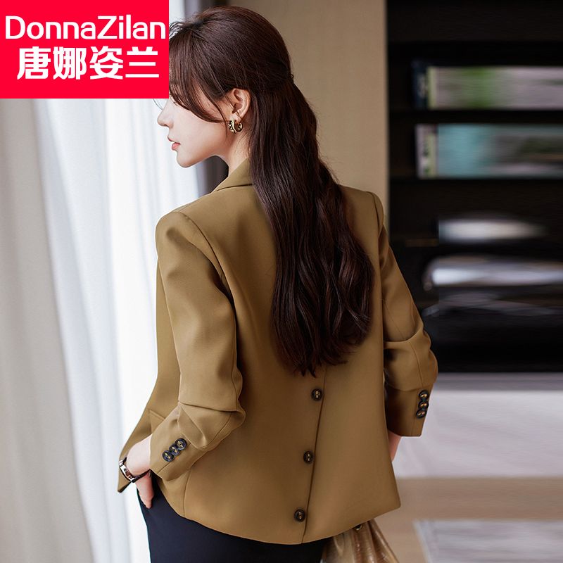 咖色短款小西裝外套女2023秋季新款小個子百搭氣質高級感西服上衣