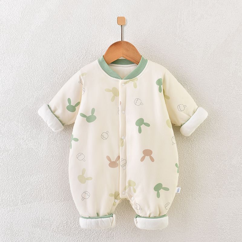 Baby one-piece clothespin cotton thickened harem autumn and winter baby clothes cotton warm cute newborn outing clothes