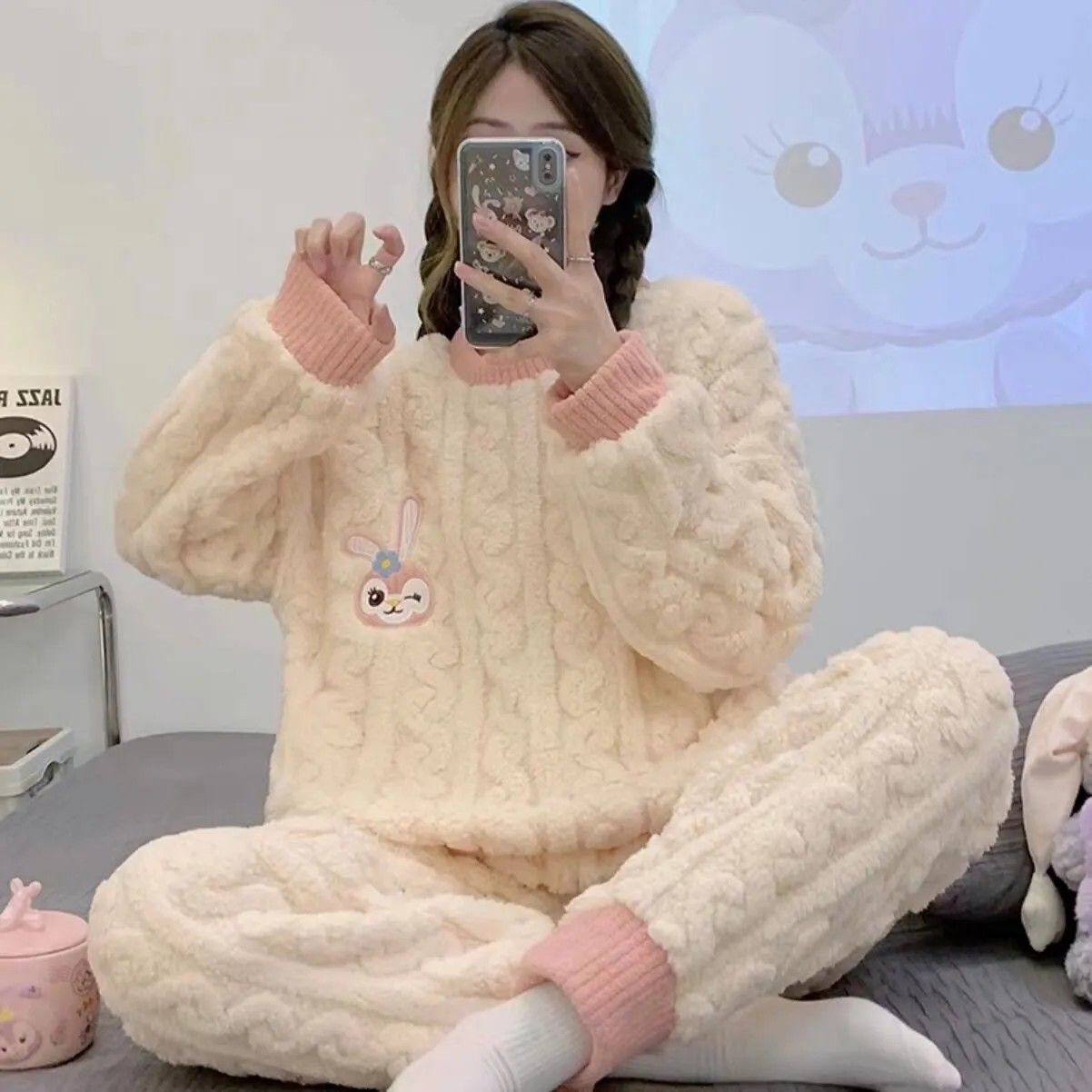 高檔睡衣女加絨加厚春秋珊瑚絨洋氣套裝法蘭絨開衫家居服冬季新款