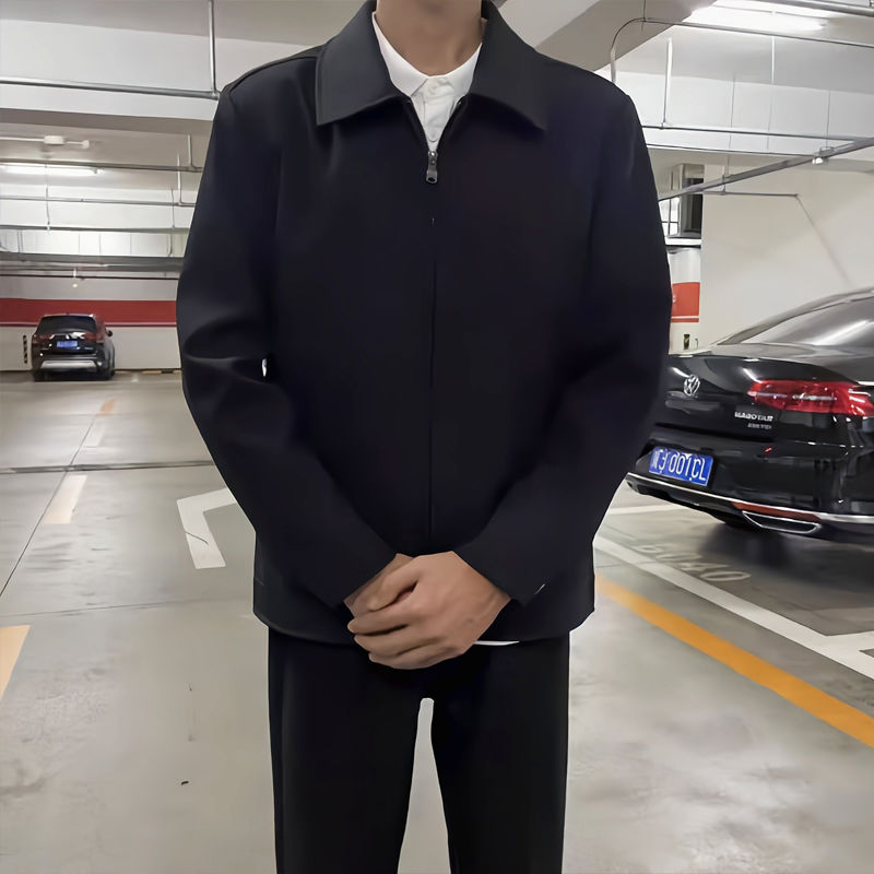 廳局風公務員男裝cleanfit墊肩外套男春秋體制內穿搭行政夾克年輕