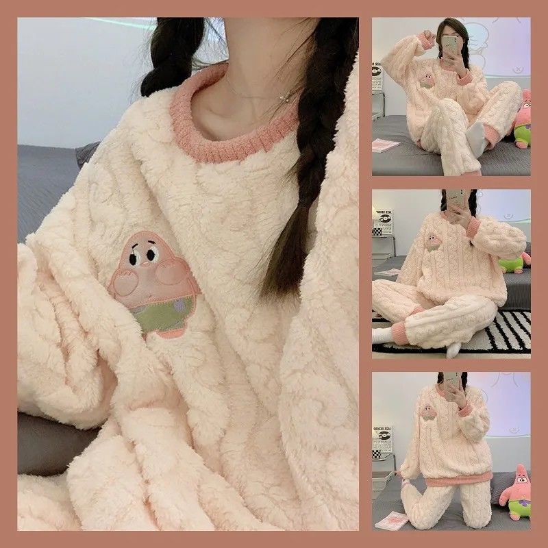 珊瑚絨睡衣冬季女款加絨加厚2023年新款秋冬大碼可外穿家居服套裝