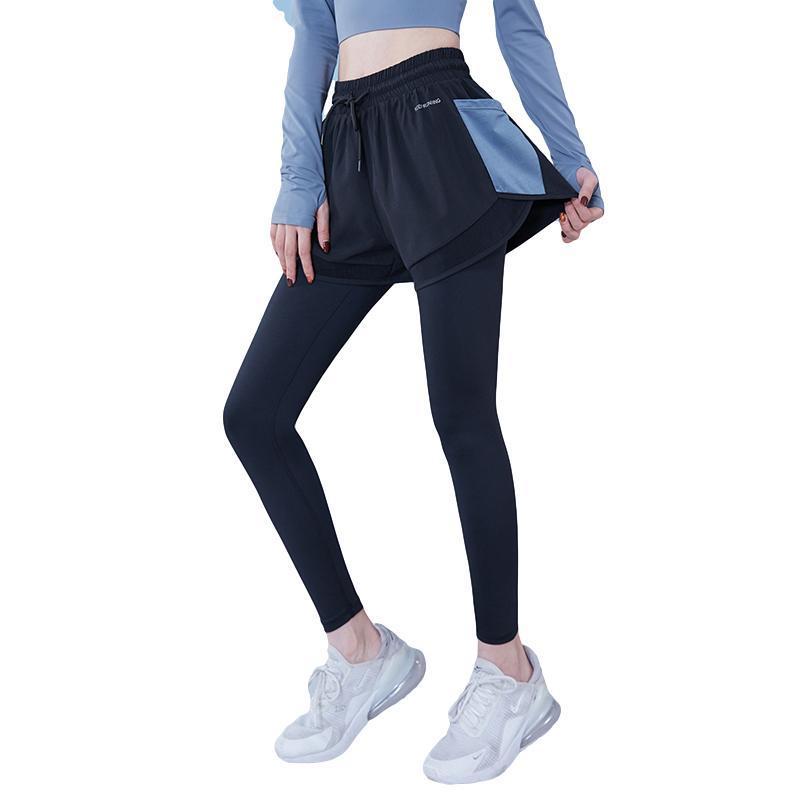 范斯蒂克运动裤子女速干紧身假两件篮球裤高腰跑步长裤显瘦瑜伽裤