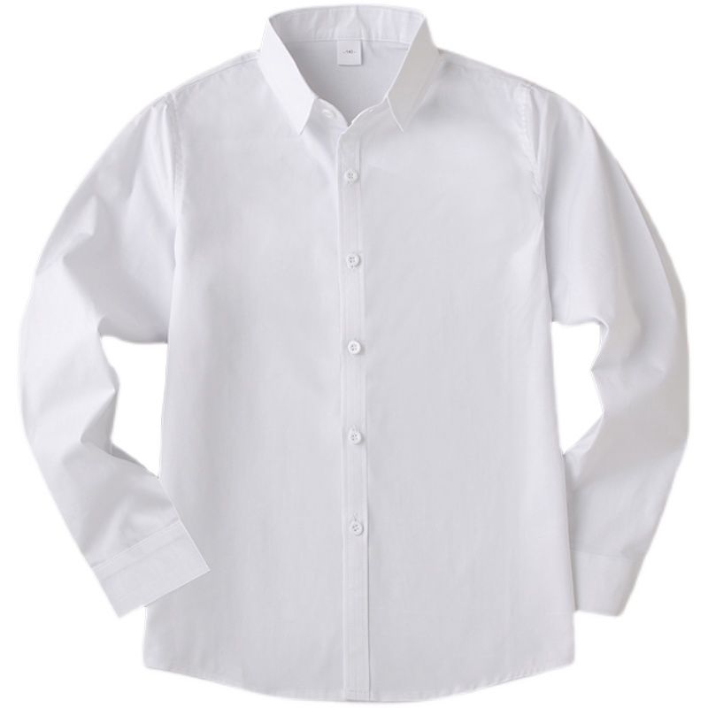 男童白衬衫舞蹈纯色衬衣长袖棉2-14岁儿童白色衬衫小学生表演出服