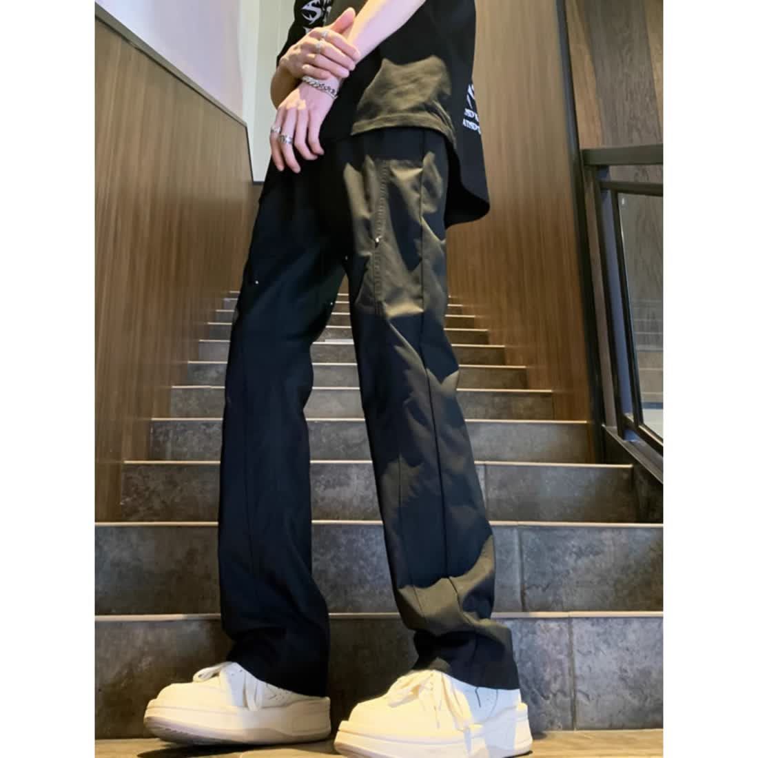 美式巴洛克ootd裤子高街男机能风伐木工装裤秋季窄版直筒冲锋长裤