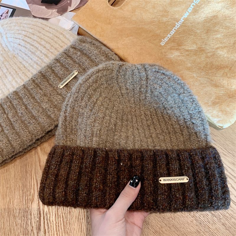 Autumn and Winter Korean Edition Versatile Dual Contrast Color Woolen Hat Outdoor Warm Ear Protection Contrast Color_voghion.com