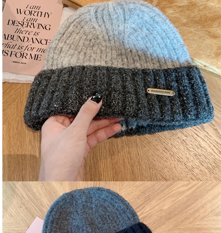 Woolen Hat Contrast Colour Winter Warm Beanie For Men_voghion.com