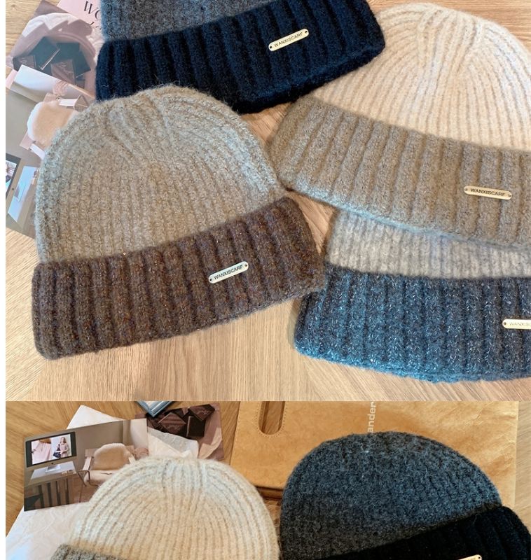 Woolen Hat Contrast Colour Winter Warm Beanie For Men_voghion.com
