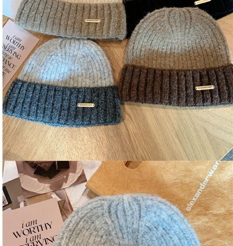 Woolen Hat Contrast Colour Winter Warm Beanie For Men_voghion.com