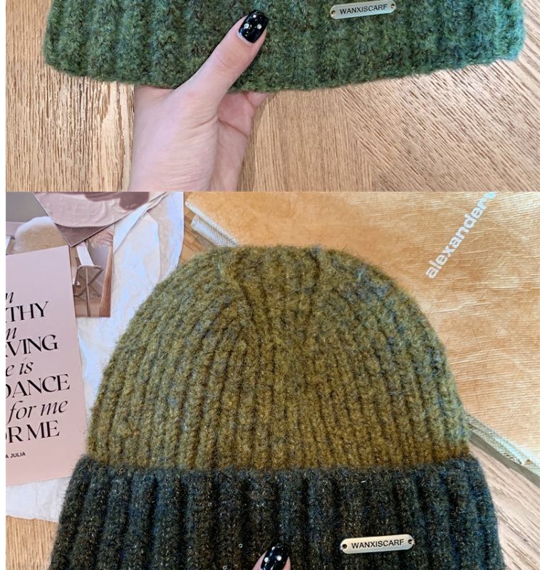 Woolen Hat Contrast Colour Winter Warm Beanie For Men_voghion.com