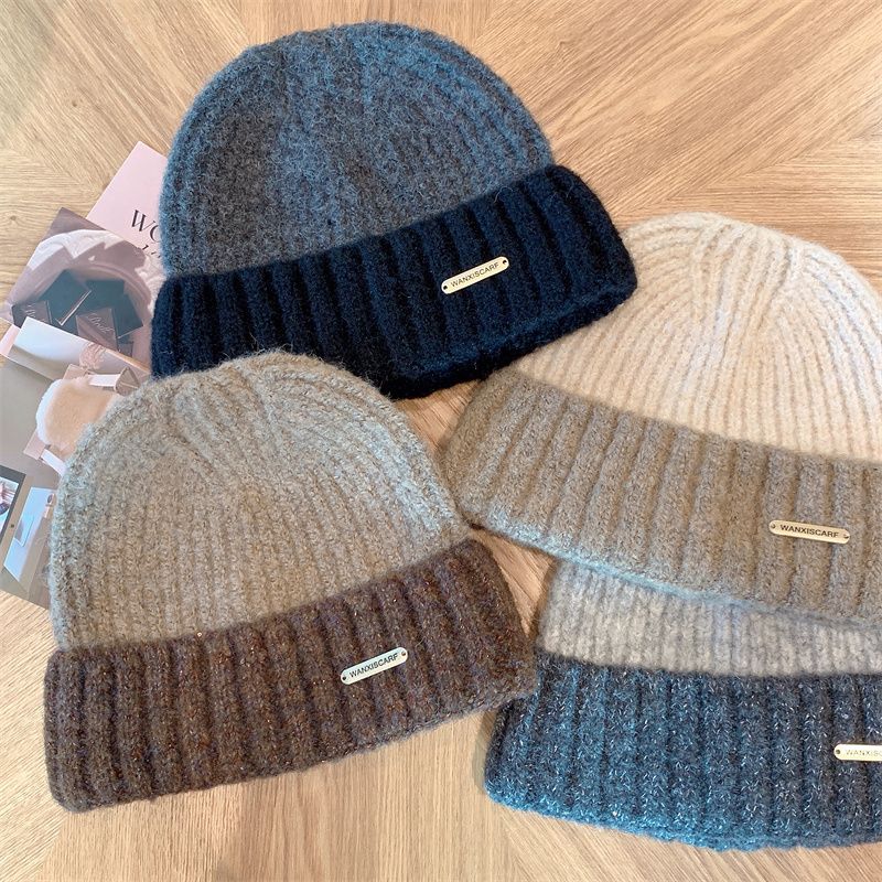 Autumn and Winter Korean Edition Versatile Dual Contrast Color Woolen Hat Outdoor Warm Ear Protection Contrast Color_voghion.com