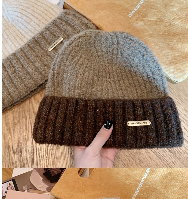 Woolen Hat Contrast Colour Winter Warm Beanie For Men_voghion.com