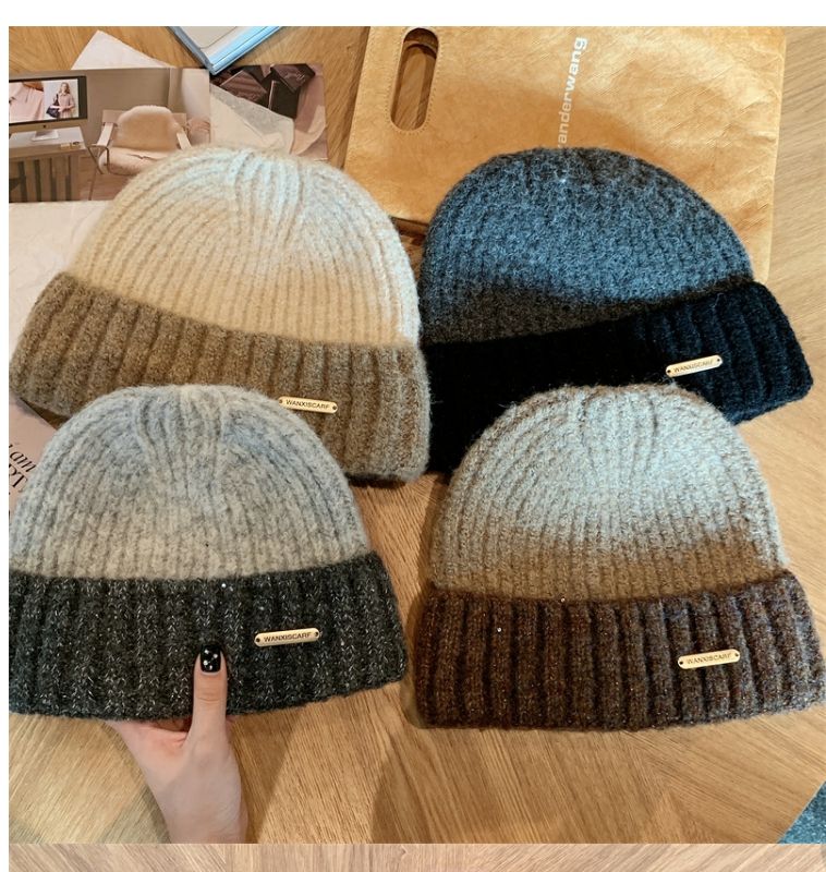 Woolen Hat Contrast Colour Winter Warm Beanie For Men_voghion.com