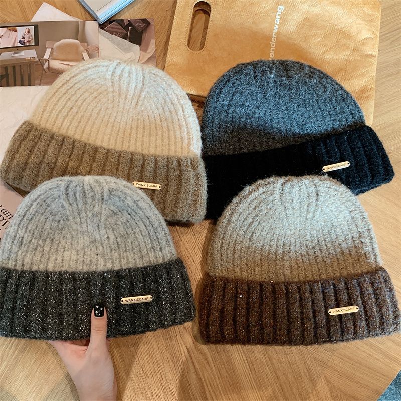 Woolen Hat Contrast Colour Winter Warm Beanie For Men_voghion.com