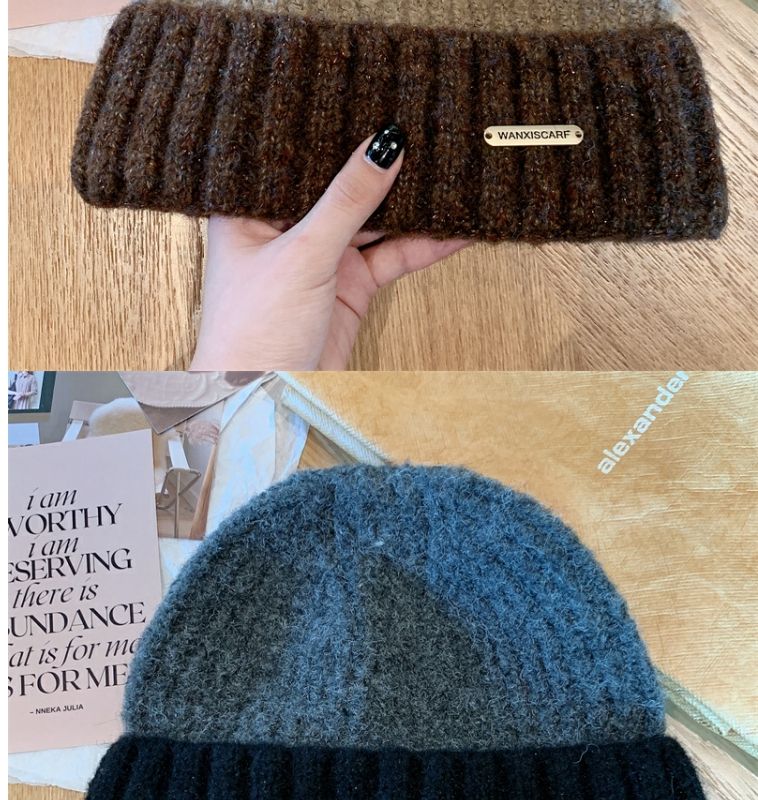 Woolen Hat Contrast Colour Winter Warm Beanie For Men_voghion.com
