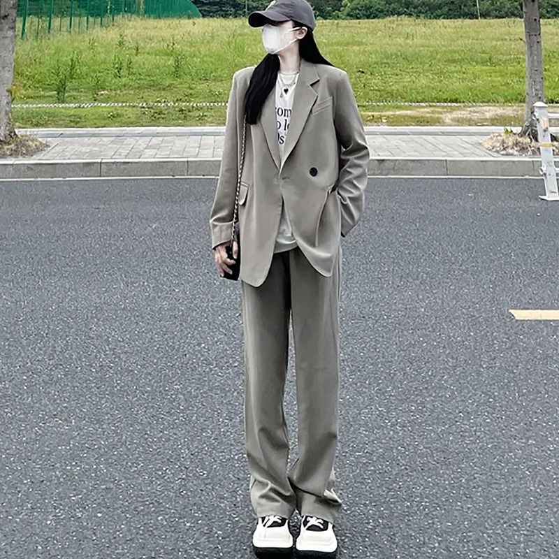 Milk tea gray small blazer women's short 2023 spring and autumn new style small high-end casual loose suit