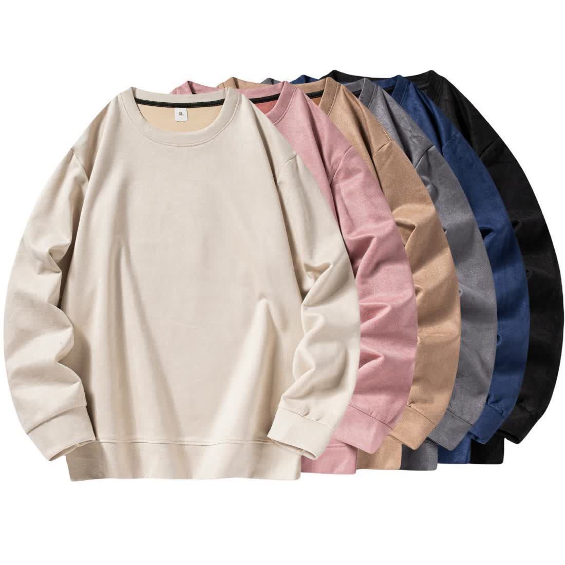 oversize純色麂皮絨重磅衛衣男款春秋上衣服寬鬆潮流百搭長袖秋裝