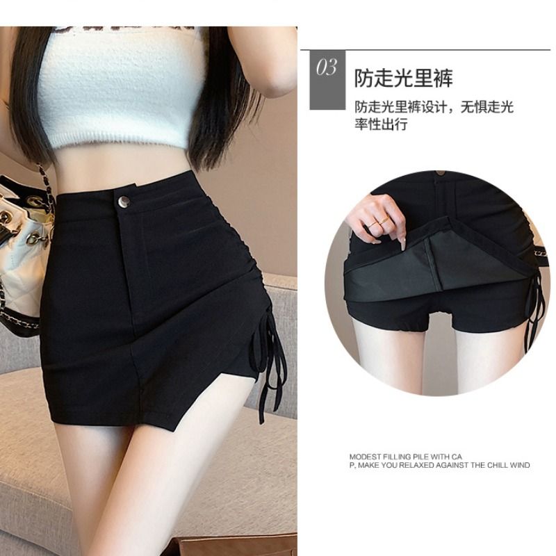 辣妹抽繩性感短裙秋冬2023新款高腰a字西裝半身裙女顯瘦包臀裙褲