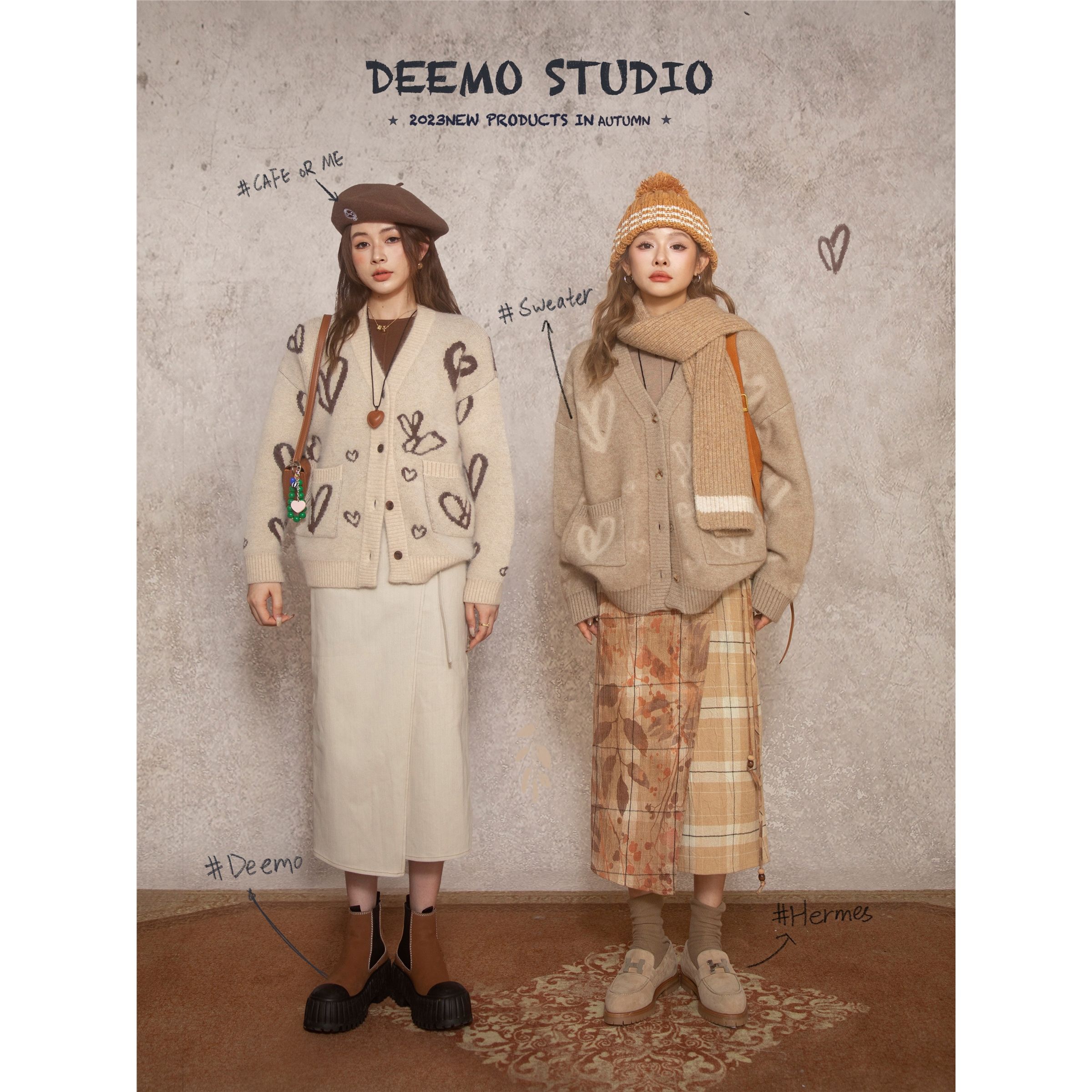 Lazy style sweater jacket for women in autumn Korean style love jacquard new atmosphere loose long-sleeved knitted top