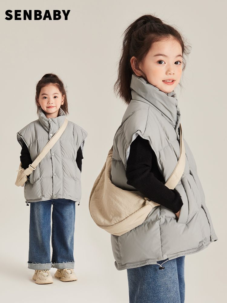 女童馬甲冬季2023新款中大童保暖棉襖外套兒童百搭耐髒羽絨棉服潮