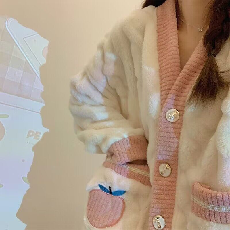 珊瑚絨睡衣女秋冬季甜美可愛學生韓版加厚法蘭絨公主風家居服套裝