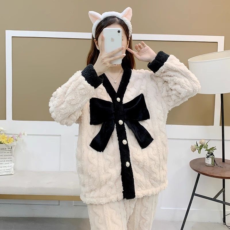 冬季睡衣女韓版甜美ins少女心學生甜美珊瑚絨加厚加絨保暖家居服