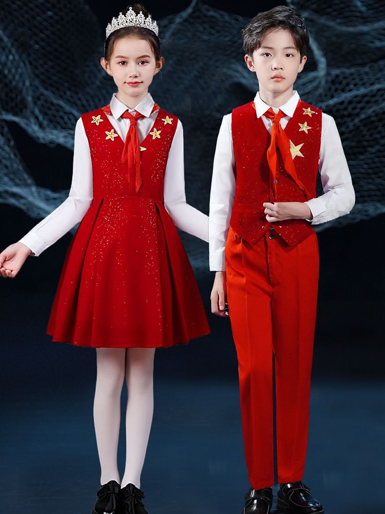 元旦兒童演出服大合唱團男女童禮服中小學生演講比賽朗誦表演服裝