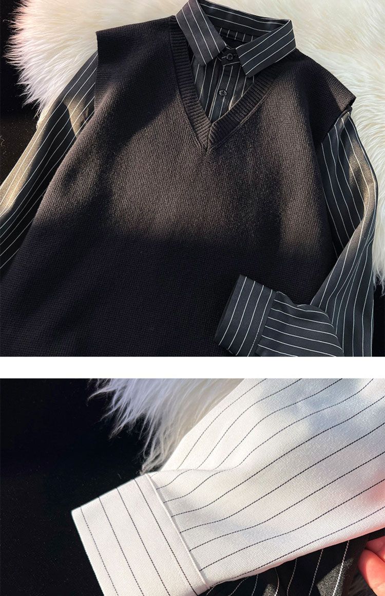 Chaleco de punto y camisa para hombre estilo británico chic_voghion.com