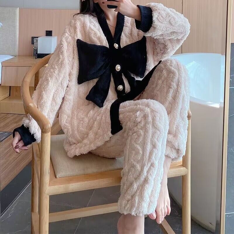 冬季睡衣女韓版甜美ins少女心學生甜美珊瑚絨加厚加絨保暖家居服
