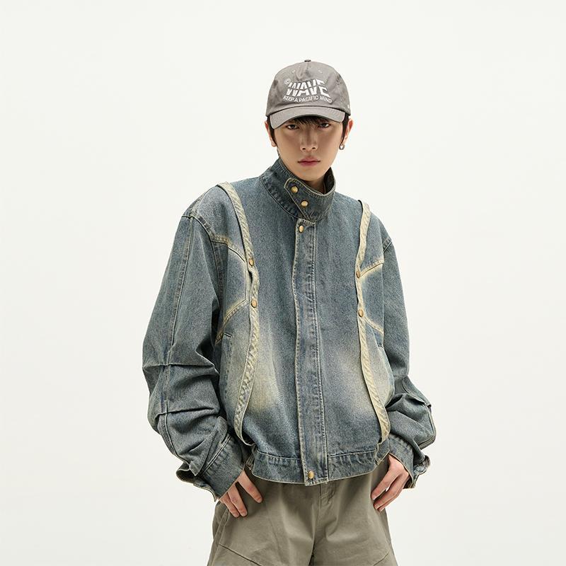 Weilang's shop American retro denim jacket trendy brand European and American street niche handsome motorcycle jacket male couple trend