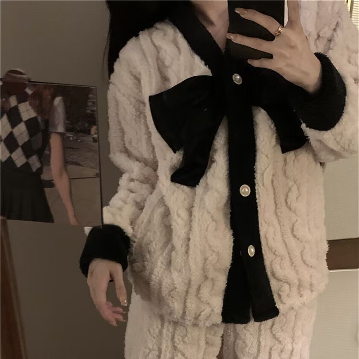 2023年新款睡衣女秋冬季珊瑚絨加厚加絨冬天保暖法蘭絨家居服套裝