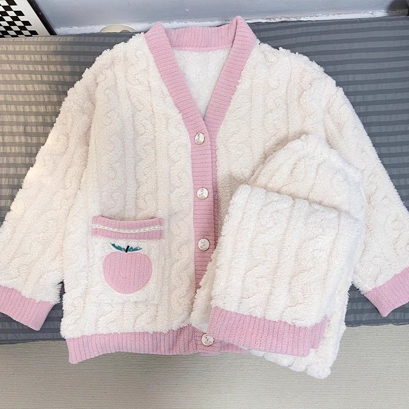 珊瑚絨睡衣女秋冬新款加厚加絨法蘭絨甜美學生家居服可外穿套裝