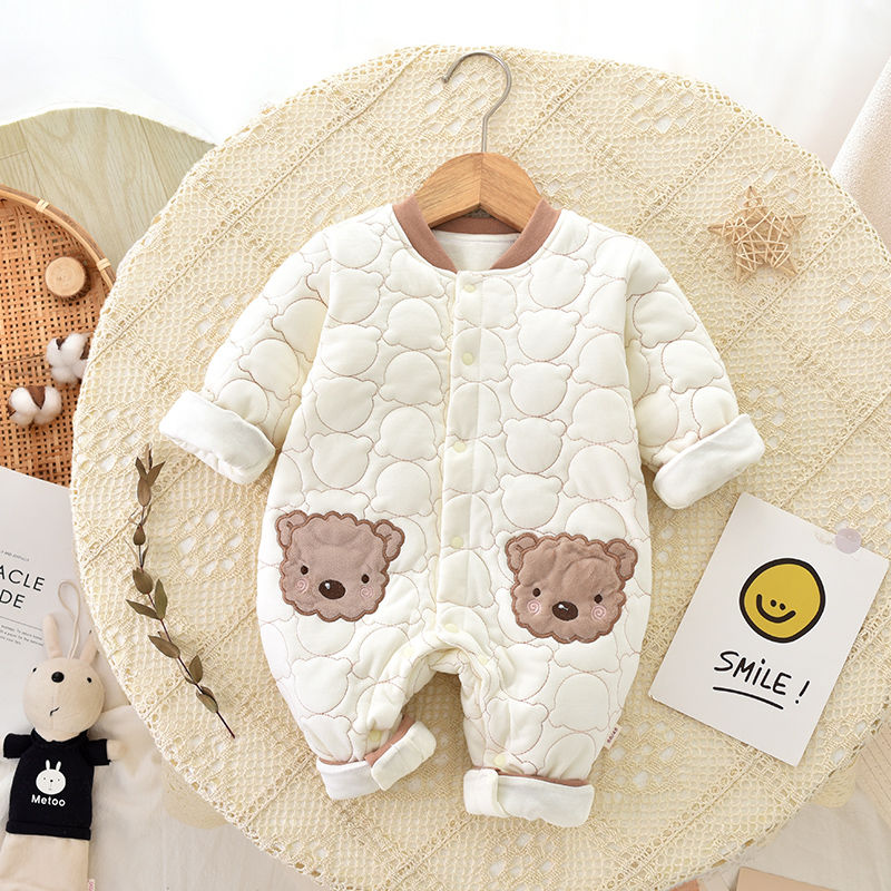 Baby one-piece clothespin cotton warm harem autumn and winter baby cotton clothes thickened crawling clothes newborn outing clothes