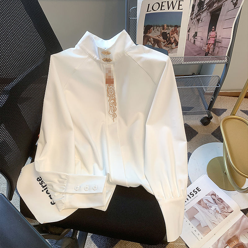 古怪舍原創四賢之歌刺繡立領襯衫女國風漢元素新中式漢服上衣