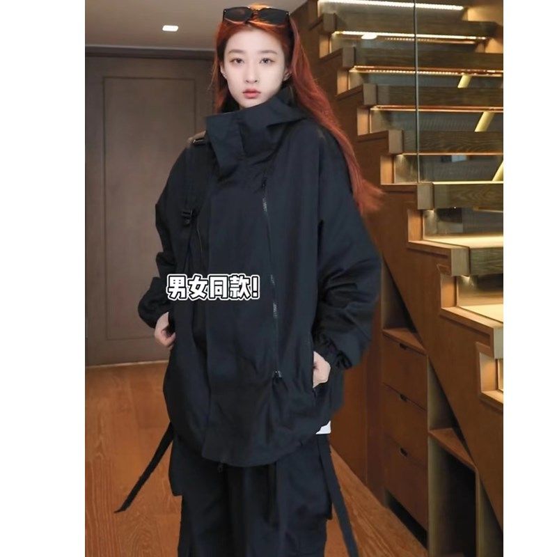 三合一衝鋒衣外套男高級感春秋美式痞帥防水防風機能戶外寬鬆夾克