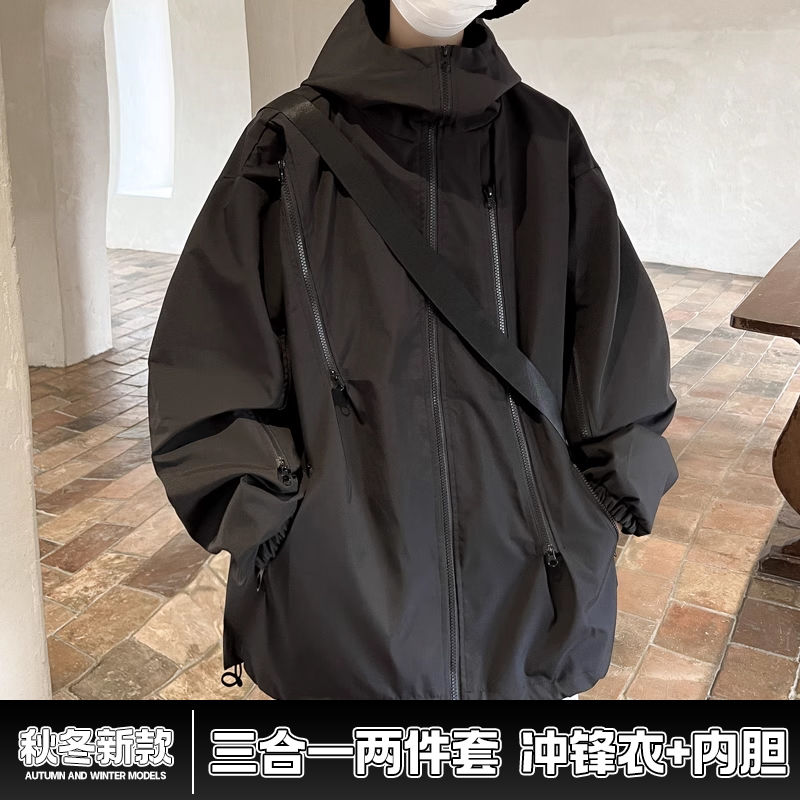 桑延三合一冲锋衣外套男春秋季新款潮牌美式机能工装夹克衣服