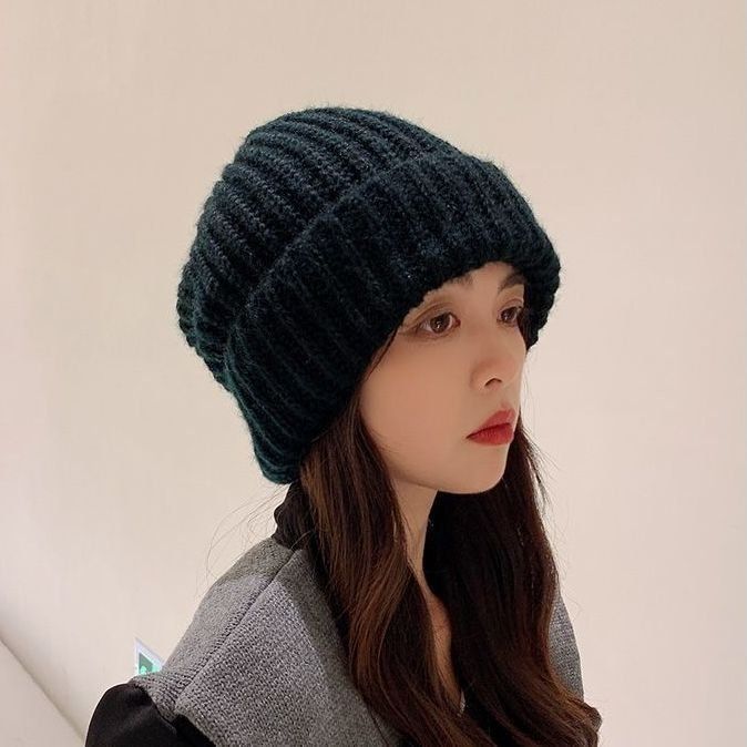 寬鬆大頭圍毛線帽女秋冬季百搭日系韓版顯臉小防寒保暖針織堆堆帽