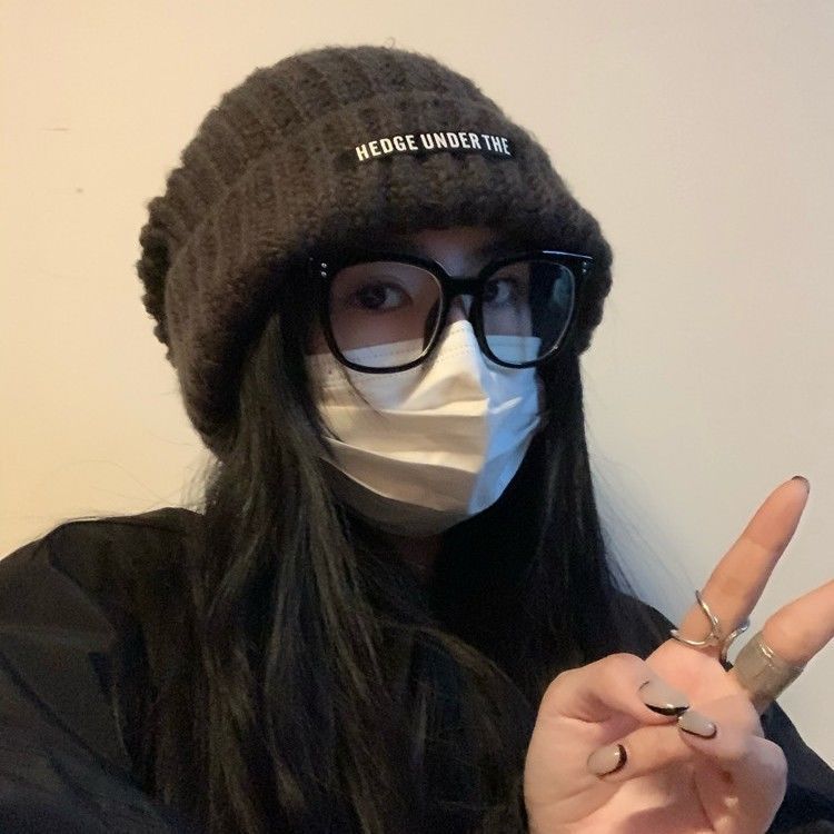 寬鬆大頭圍帽子女2023新款冬季保暖顯臉小百搭護耳針織毛線堆堆帽