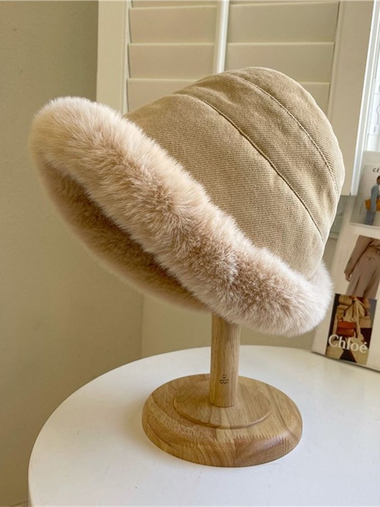 冬季毛毛帽子女可爱毛茸茸堆堆帽加厚保暖毛绒盆帽显脸小渔夫帽