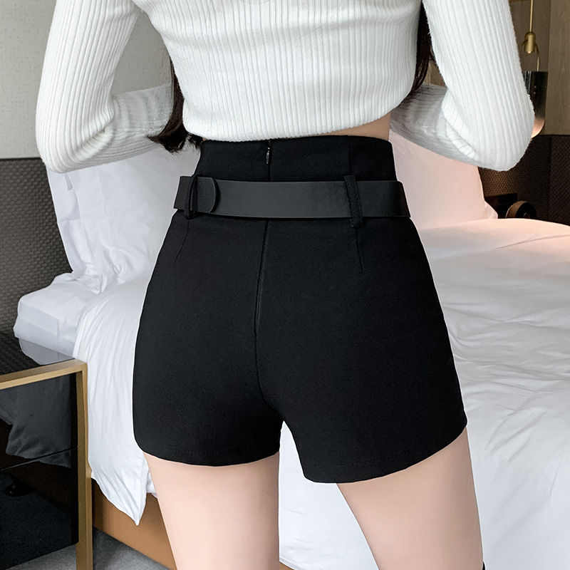 黑色闊腿打底褲女秋冬外穿休閒高腰緊身包臀靴褲性感辣妹a字短褲