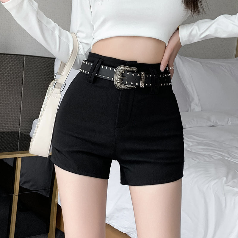辣妹緊身短褲2023年新款女秋冬季顯瘦黑色美式熱褲性感闊腿褲子潮
