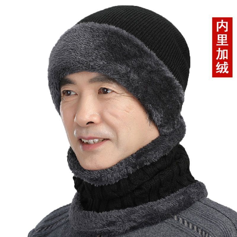 Winter hats for middle-aged and elderly men with velvet for cold protection and high-end woolen hats for the elderly, father, grandfather and the elderly