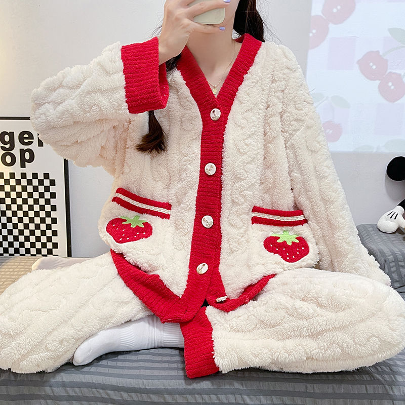 睡衣女冬季珊瑚絨2023年新款秋冬款高級感保暖公主風加厚家居服