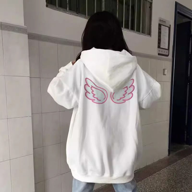 100%重磅純棉白色連帽衛衣女春秋季2023新款小眾寬鬆oversize上衣