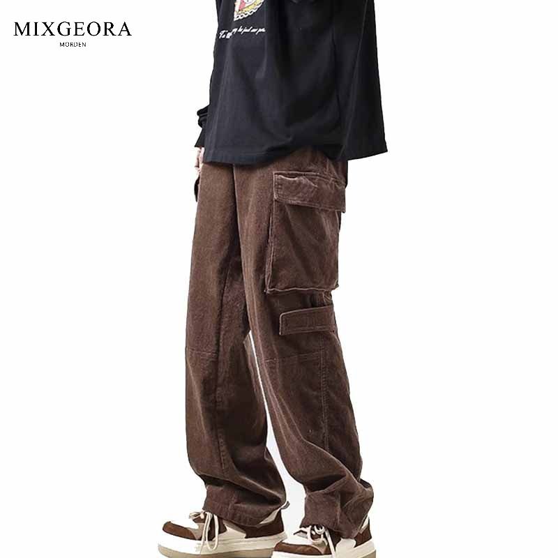 MIX GEORA美式高街水洗工装裤男多口袋直筒阔腿潮复古宽松休闲裤